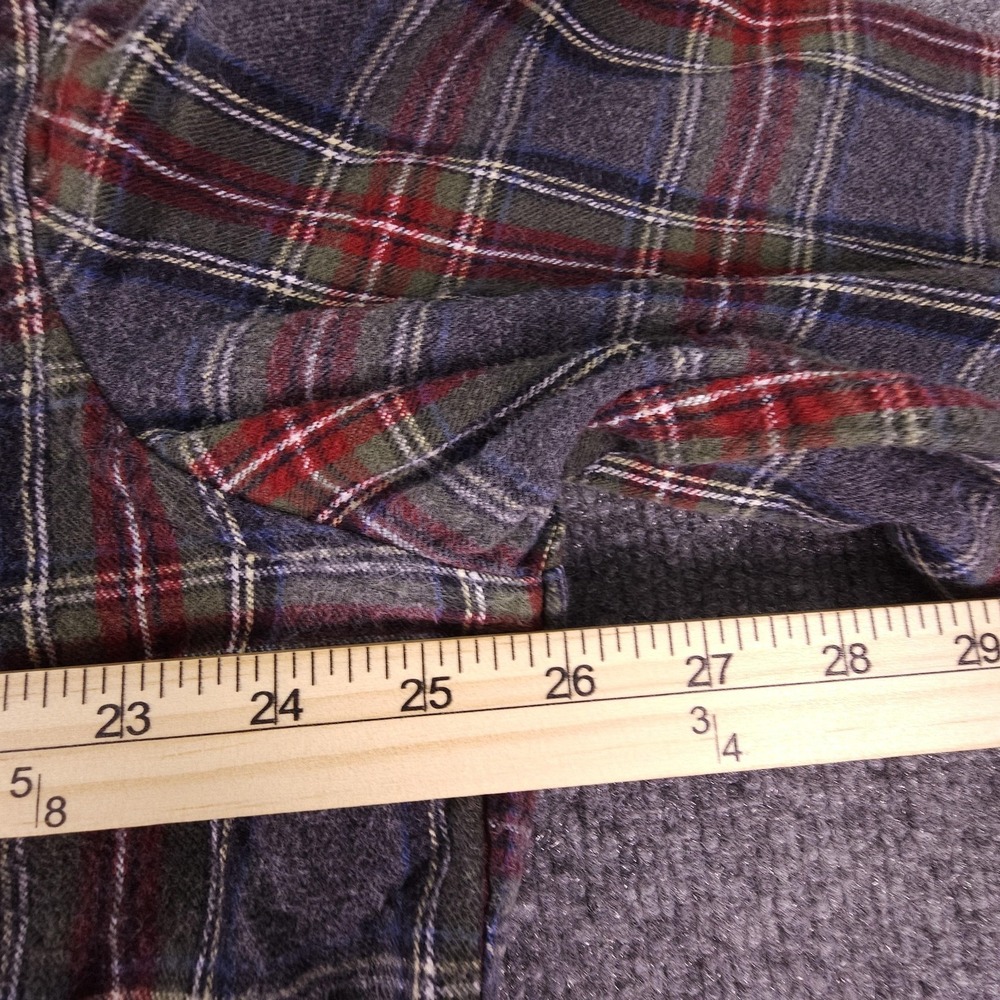 L.L.Bean Flannel Shirt Mens Large Gray Red Plaid Slightly Fitted Button Front - Picture 4 of 8